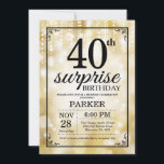 Surprise 40th Birthday Invitation Gold Glitter<br><div class="desc">Surprise 40th Birthday Invitation with Gold String Lights with Gold Glitter Background. Gold Birthday. Adult Birthday. Men or Women Bday Invite. 13th 15th 16th 18th 20th 21st 30th 40th 50th 60th 70th 80th 90th 100th, Any age. For further customisation, please click the "Customise it" button and use our design tool...</div>
