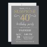 Surprise 40th Birthday Invitation Grey and Gold<br><div class="desc">Surprise 40th Birthday Invitation with Grey and Gold Glitter Background. Adult Birthday. Men or Women Bday Invite. Any age. For further customisation,  please click the "Customise it" button and use our design tool to modify this template.</div>