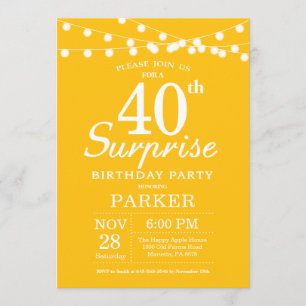 Surprise 40th Birthday Invitation Yellow