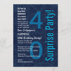 SURPRISE 40th Birthday Modern Blue Z523 Invitation
