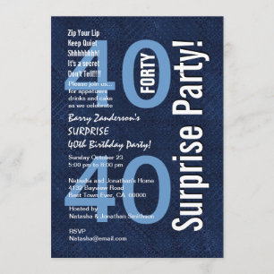 SURPRISE 40th Birthday Modern Royal Blue R602 Invitation