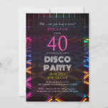 Surprise 40th Birthday Neon Disco Party Invitation<br><div class="desc">Get the 40th birthday celebrations started in style with these 40th birthday surprise disco party invitations. The invitation features a neon disco floor background and can be personalised with the inclusion of the birthday girl's party details. The invitation has been designed with a 40th birthday in mind, however the birthday...</div>