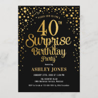 Surprise 40th Birthday Party - Black & Gold