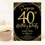 Surprise 40th Birthday Party Chic Black & Gold  Invitation<br><div class="desc">Throw a dazzling celebration with our "Surprise 40th Birthday Party Chic Black & Gold Invitation!" Perfect for a glamourous and unforgettable event. Shop now and make the surprise truly sparkle! ✨🎉 Please note: The gold glitter effect is simulated,  no real glitter is used</div>