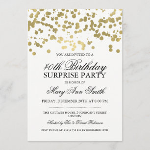 Surprise 40th Birthday Party Gold Foil Confetti Invitation