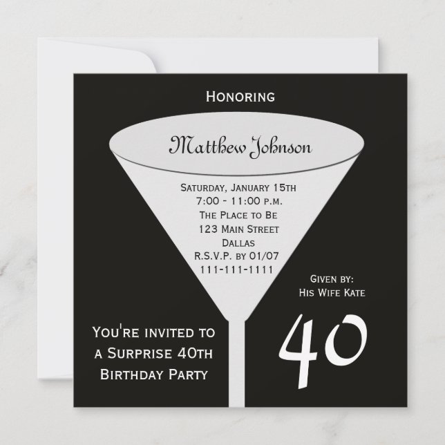 Surprise 40th Birthday Party Invitation (Front)