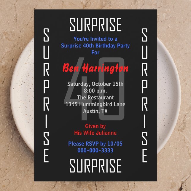 Surprise 40th Birthday Party Invitation 40 (Creator Uploaded)