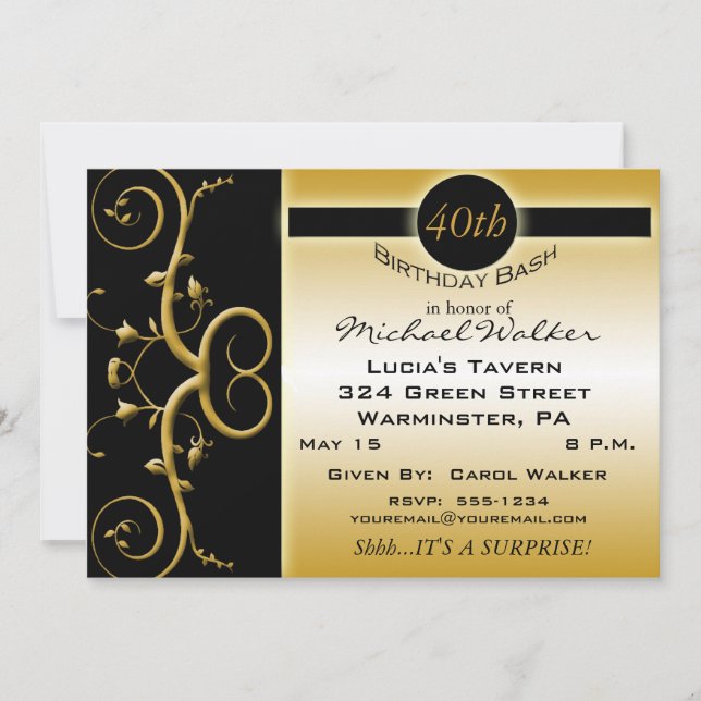 Surprise 40th Birthday Party Invitations (Front)