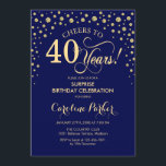 Surprise 40th Birthday Party - Navy Blue Gold Invitation<br><div class="desc">Surprise 40th Birthday Party Invitation.
Elegant design in navy blue and faux glitter gold. Features script font and diamonds confetti. Cheers to 40 Years! Message me if you need further customization.</div>