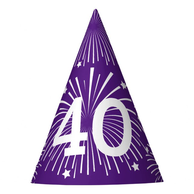 Surprise 40th Birthday party paper cone hats (Front)