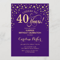 Surprise 40th Birthday Party - Purple Gold