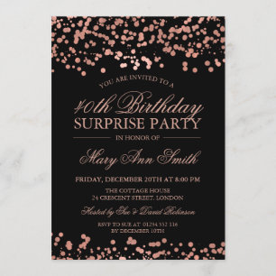 Surprise 40th Birthday Party Rose Gold Foil Invitation