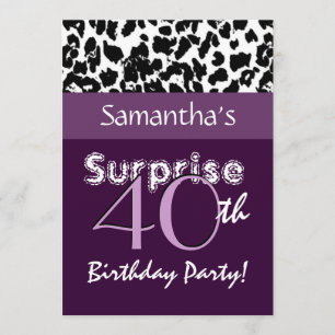 SURPRISE 40th Birthday Purple Leopard G801 Invitation