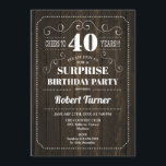Surprise 40th Birthday - Wood Pattern Invitation<br><div class="desc">Surprise 40th Birthday Invitation
Elegant retro design with wood pattern. Cheers to 40 years!</div>