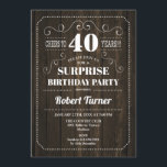 Surprise 40th Birthday - Wood Pattern Invitation<br><div class="desc">Surprise 40th Birthday Invitation
Elegant retro design with wood pattern. Cheers to 40 years!</div>