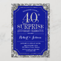 Surprise 40th Wedding Anniversary - Blue Silver