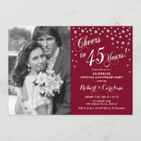 Surprise 45th Anniversary with Photo Silver Red