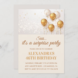 Surprise 46th birthday invitations Gold
