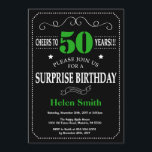 Surprise 50th Birthday Black and Green Chalkboard Invitation<br><div class="desc">Surprise 50th Birthday Invitation Black and Green Typography. Chalkboard. Black and White Background. Adult Birthday. Male Men or Women Birthday. Kids Boy or Girl Lady Teen Teenage Bday Invite. 13th 15th 16th 18th 20th 21st 30th 40th 50th 60th 70th 80th 90th 100th. Any Age. For further customisation, please click the...</div>