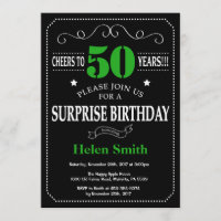 Surprise 50th Birthday Black and Green Chalkboard