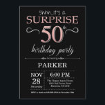 Surprise 50th Birthday Black and Rose Pink Gold Invitation<br><div class="desc">Surprise 50th Birthday Invitation with Black and Rose Pink Gold Glitter Background. Chalkboard. Adult Birthday. Men or Women Bday Invite. Any age. For further customisation,  please click the "Customise it" button and use our design tool to modify this template.</div>