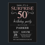 Surprise 50th Birthday Black and Rose Pink Gold Invitation<br><div class="desc">Surprise 50th Birthday Invitation with Black and Rose Pink Gold Glitter Background. Chalkboard. Adult Birthday. Men or Women Bday Invite. Any age. For further customisation,  please click the "Customise it" button and use our design tool to modify this template.</div>