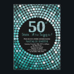 Surprise 50th Birthday Black and Teal Glitter Invitation<br><div class="desc">Surprise 50th Birthday Invitation. Black and Teal Glitter. Teal Diamond. Adult Birthday Party. For Men or Women. For further customisation,  please click the "Customise it" button and use our design tool to modify this template.</div>