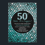 Surprise 50th Birthday Black and Teal Glitter Invitation<br><div class="desc">Surprise 50th Birthday Invitation. Black and Teal Glitter. Teal Diamond. Adult Birthday Party. For Men or Women. For further customisation,  please click the "Customise it" button and use our design tool to modify this template.</div>