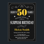 Surprise 50th Birthday Black and Yellow Chalkboard Invitation<br><div class="desc">Surprise 50th Birthday Invitation Black and Yellow Typography. Chalkboard. Black and White Background. Adult Birthday. Male Men or Women Birthday. Kids Boy or Girl Lady Teen Teenage Bday Invite. 13th 15th 16th 18th 20th 21st 30th 40th 50th 60th 70th 80th 90th 100th. Any Age. For further customisation, please click the...</div>