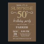 Surprise 50th Birthday Brown and Gold Glitter Invitation<br><div class="desc">Surprise 50th Birthday Invitation with Brown and Gold Glitter Background. Adult Birthday. Men or Women Bday Invite. Any age. For further customisation,  please click the "Customise it" button and use our design tool to modify this template.</div>