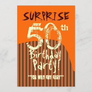 SURPRISE 50th Birthday Brown Ivory Orange A01 Invitation