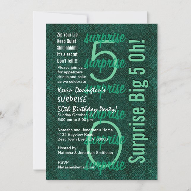 SURPRISE 50th Birthday Forest Green F215 Invitation (Front)