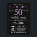 Surprise 50th Birthday Invitation Black and Purple<br><div class="desc">Surprise 50th Birthday Invitation with Black and Purple Glitter Background. Chalkboard. Adult Birthday. Men or Women Bday Invite. Any age. For further customisation,  please click the "Customise it" button and use our design tool to modify this template.</div>