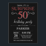 Surprise 50th Birthday Invitation Black and Red<br><div class="desc">Surprise 50th Birthday Invitation with Black and Red Glitter Background. Chalkboard. Adult Birthday. Men or Women Bday Invite. Any age. For further customisation,  please click the "Customise it" button and use our design tool to modify this template.</div>
