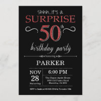 Surprise 50th Birthday Invitation Black and Red