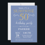 Surprise 50th Birthday Invitation Blue and Gold<br><div class="desc">Surprise 50th Birthday Invitation with Blue and Gold Glitter Background. Adult Birthday. Men or Women Bday Invite. Any age. For further customisation,  please click the "Customise it" button and use our design tool to modify this template.</div>