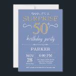 Surprise 50th Birthday Invitation Blue and Gold<br><div class="desc">Surprise 50th Birthday Invitation with Blue and Gold Glitter Background. Adult Birthday. Men or Women Bday Invite. Any age. For further customisation,  please click the "Customise it" button and use our design tool to modify this template.</div>