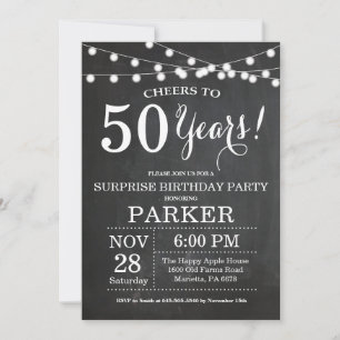 Surprise 50th Birthday Invitation Chalkboard
