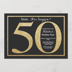 Surprise 50th Birthday Invitation Gold Glitter