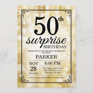 Surprise 50th Birthday Invitation Gold Glitter