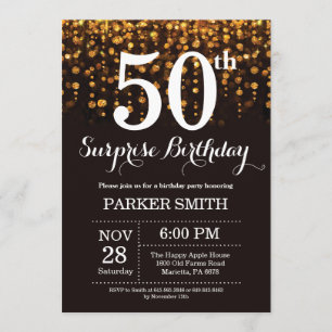 Surprise 50th Birthday Invitation Gold Glitter