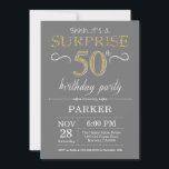 Surprise 50th Birthday Invitation Grey and Gold<br><div class="desc">Surprise 50th Birthday Invitation with Grey and Gold Glitter Background. Adult Birthday. Men or Women Bday Invite. Any age. For further customisation,  please click the "Customise it" button and use our design tool to modify this template.</div>