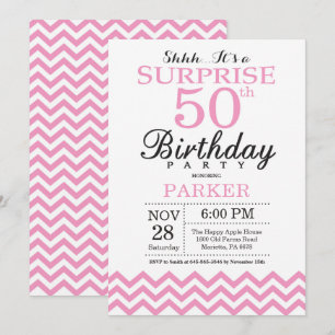 Surprise 50th Birthday Invitation Pink Chevron