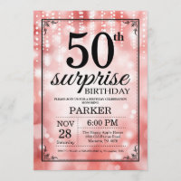 Surprise 50th Birthday Invitation Red Glitter