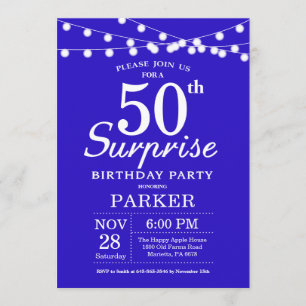 Surprise 50th Birthday Invitation royal blue