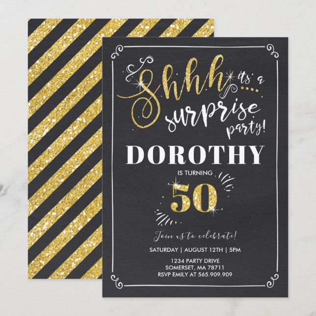 Surprise 50th Birthday Invitation Vintage Surprise (Front/Back)