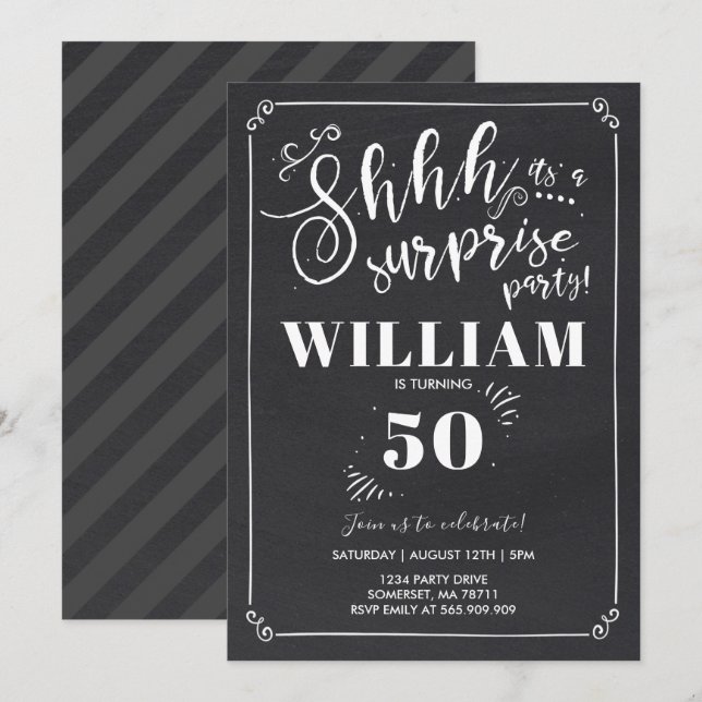 Surprise 50th Birthday Invitation Vintage Surprise (Front/Back)