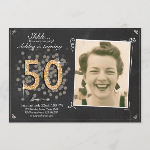 Surprise 50th birthday invite Chalkboard vintage
