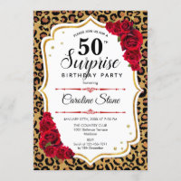 Surprise 50th Birthday - Leopard Gold White Red