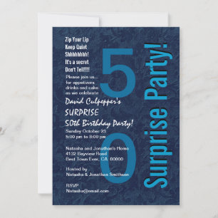 SURPRISE 50th Birthday Modern Hues of Blue W033 Invitation